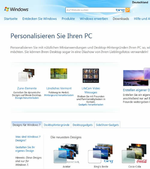 Designs auswahl