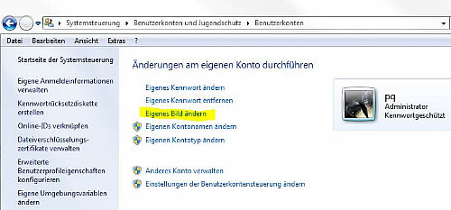 Benutzerkonten - Eigenes Bild ändern