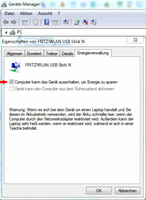 WLAN Energieverwaltung