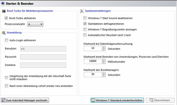 Twin 7 - Starten & Beenden