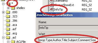 Info Text von Dateien Registry
