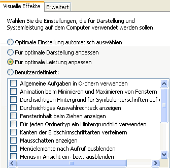 Visuelle Effekte abschalten