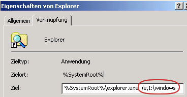Eigenschaften von Explorer