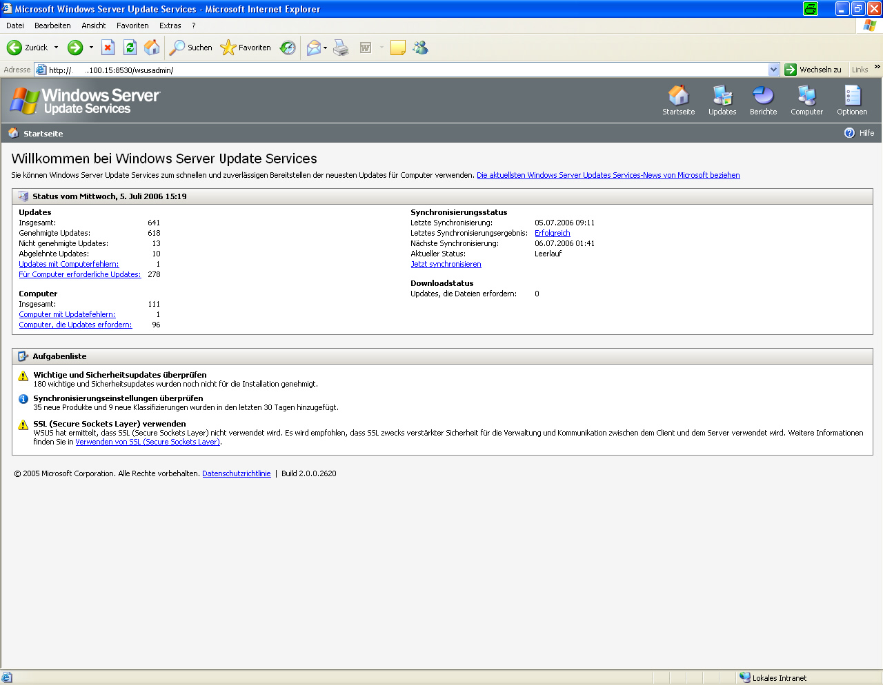 WSUS Einstellungen