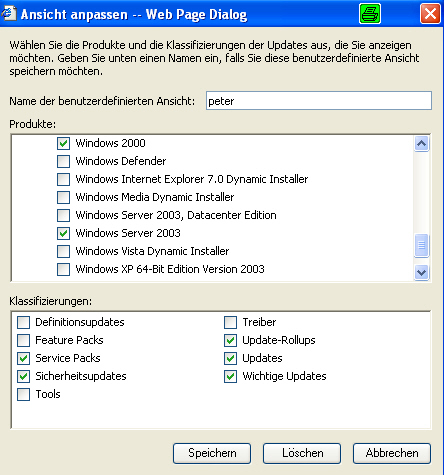 Ansicht anpassen